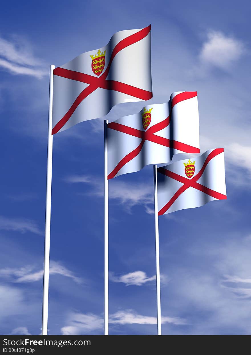 The flag of Jersey flying in a soft breeze. The flag of Jersey flying in a soft breeze