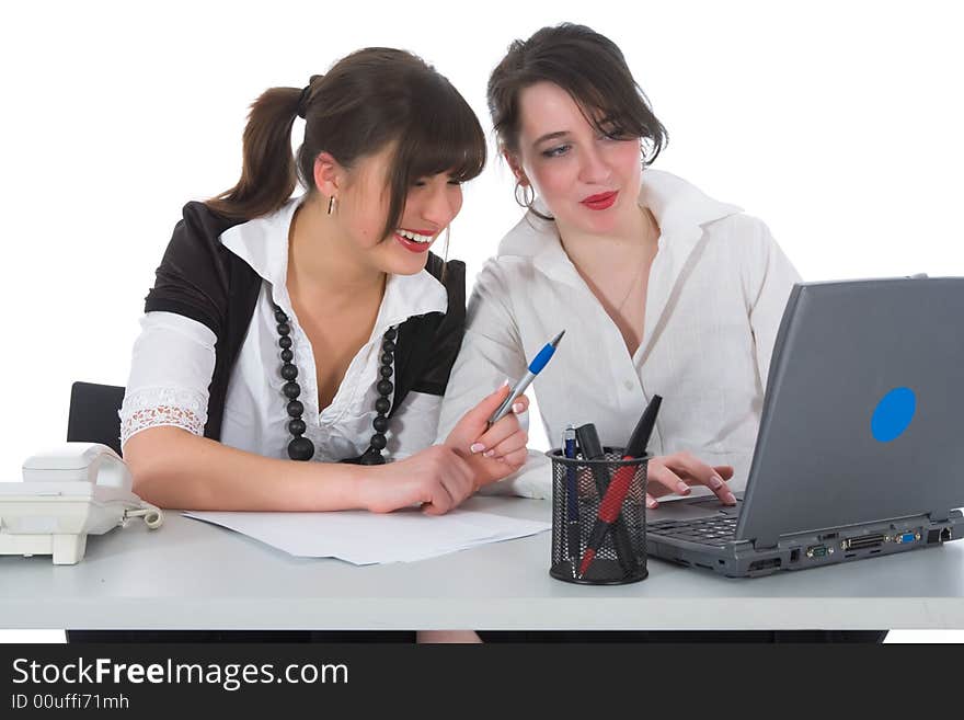 Business women  working on isolated background