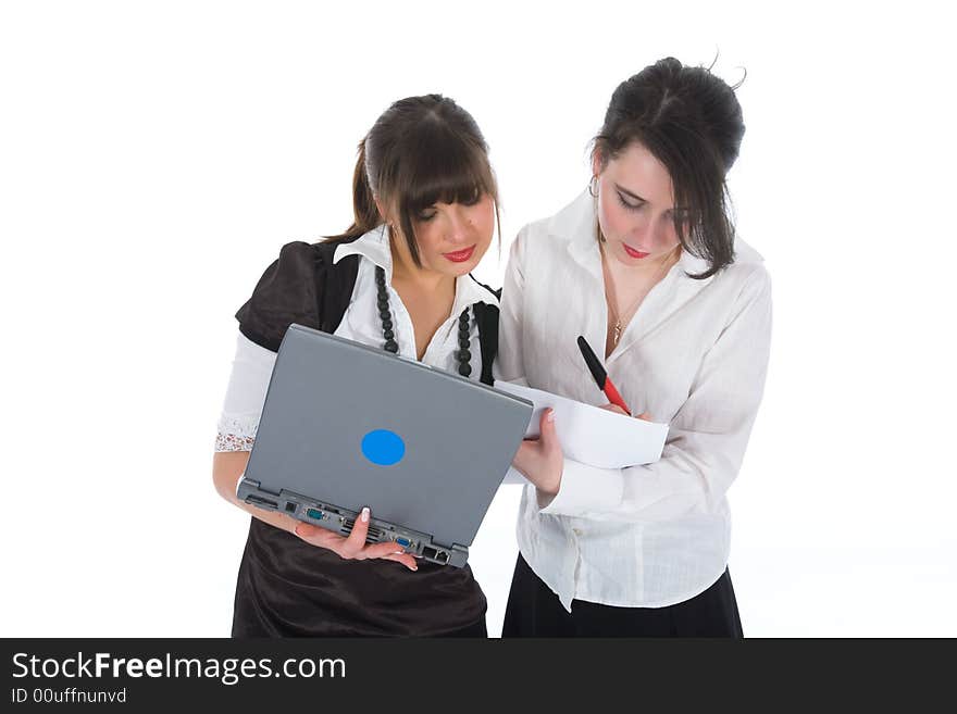 Business women  working on isolated background