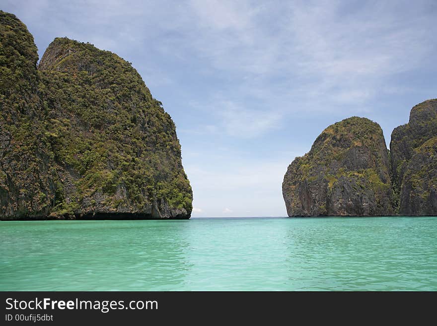 The phi phi island, lagoon of the beach film. The phi phi island, lagoon of the beach film