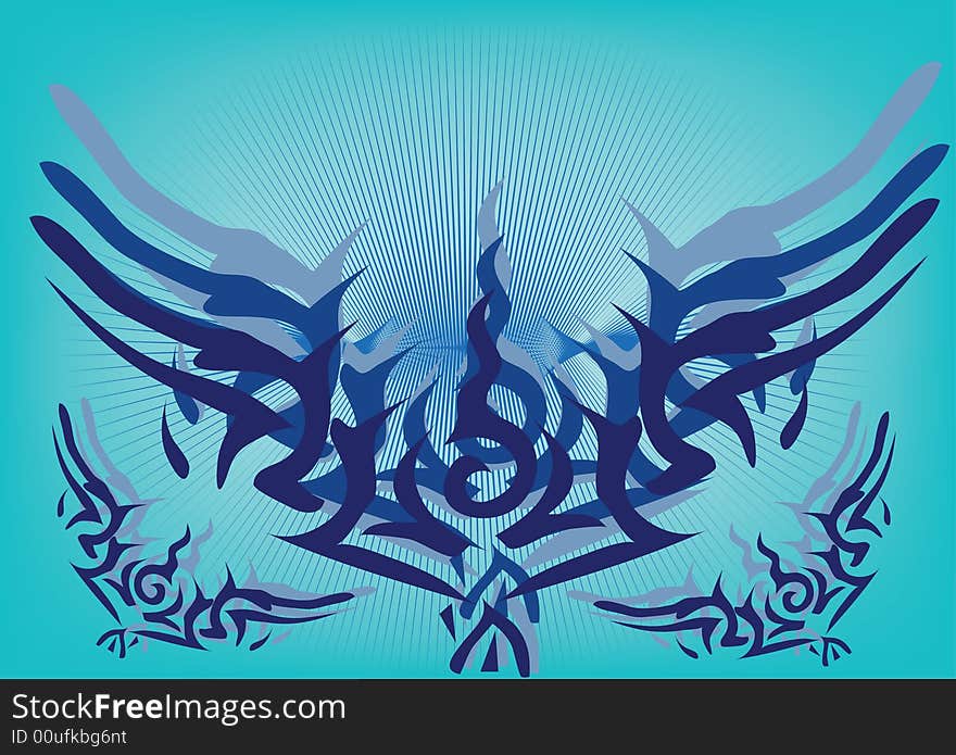 Abstract decoration on blue background