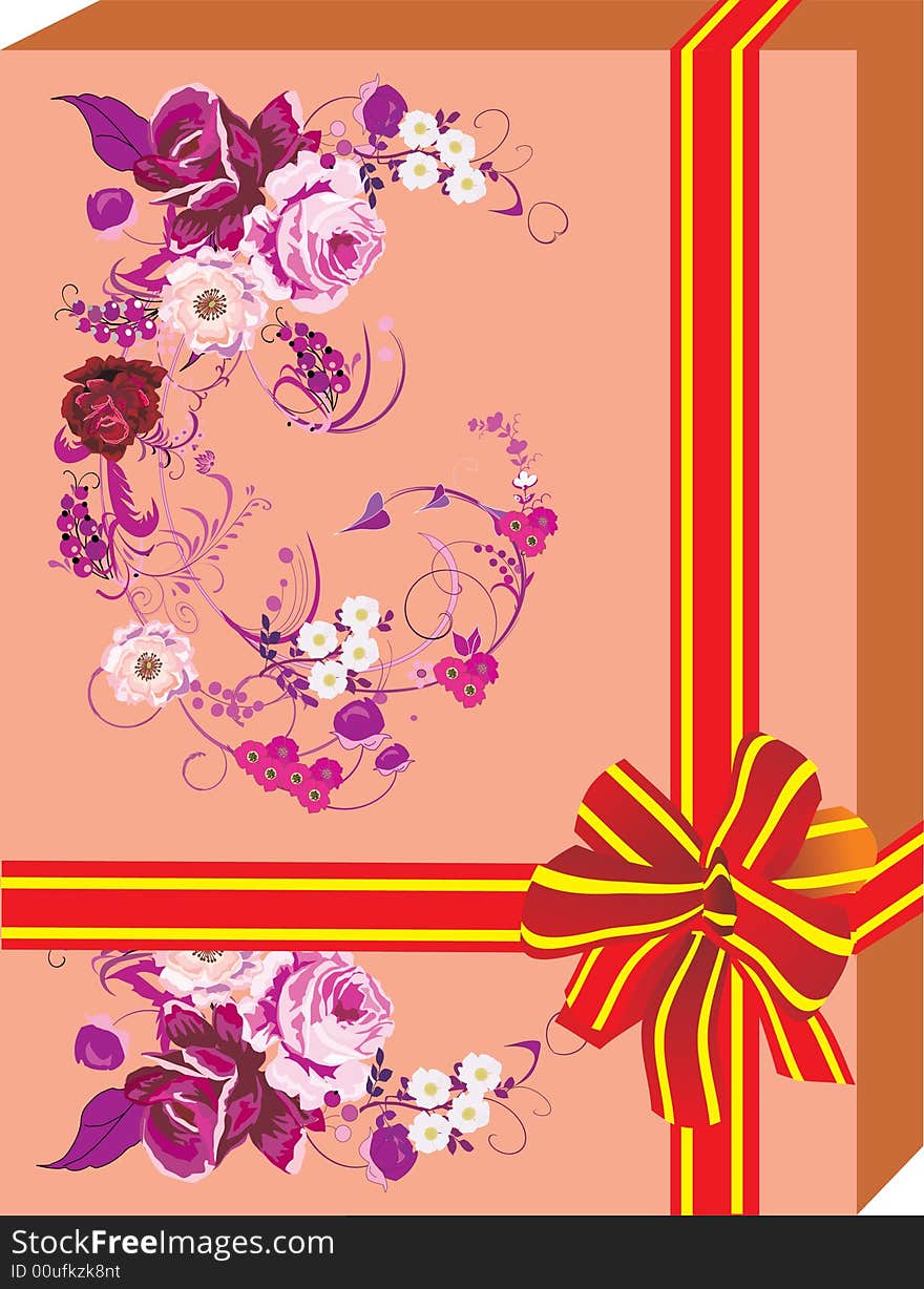 Orange Gift With Flower Decoration