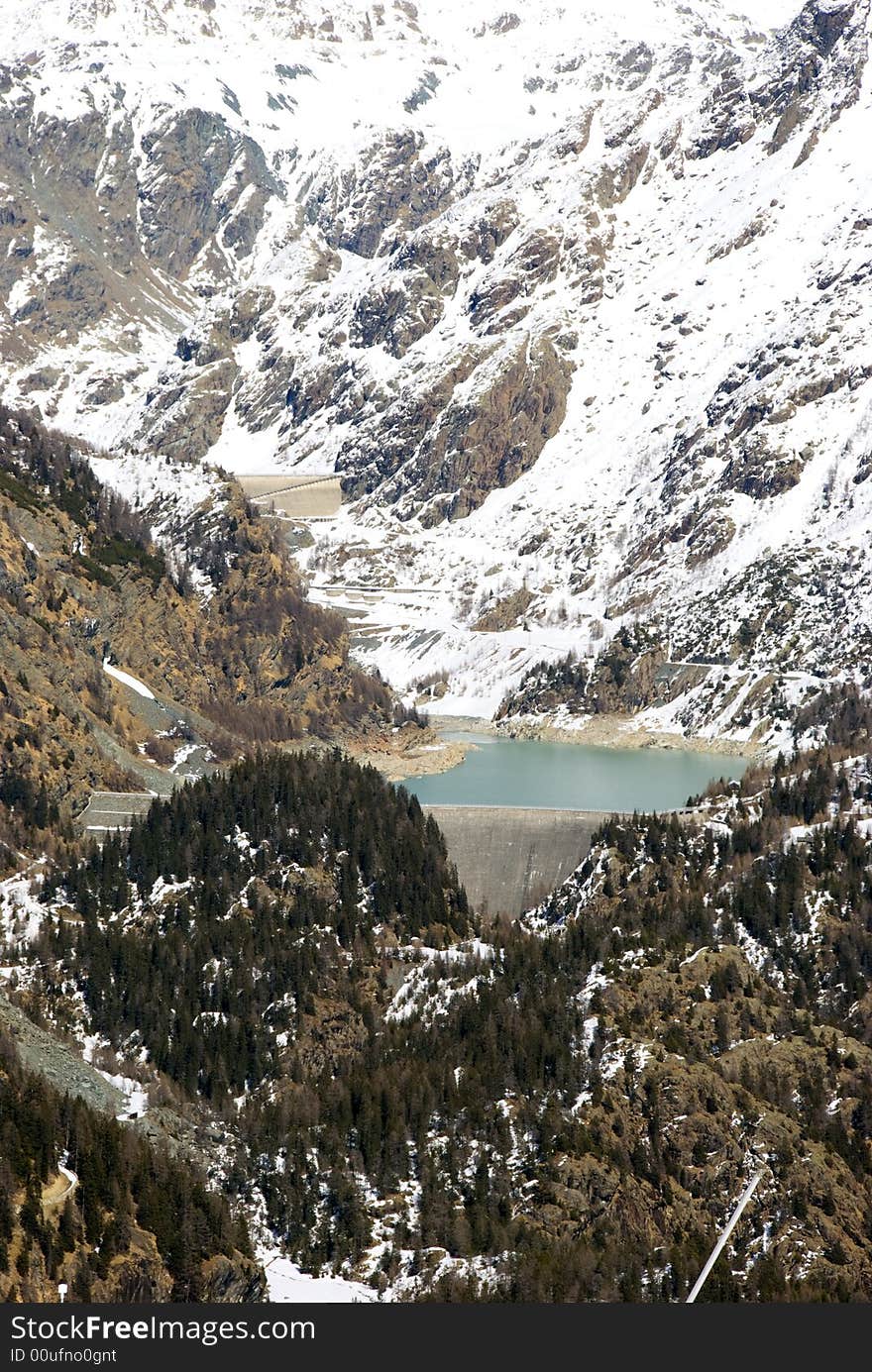 View of an alpine dam