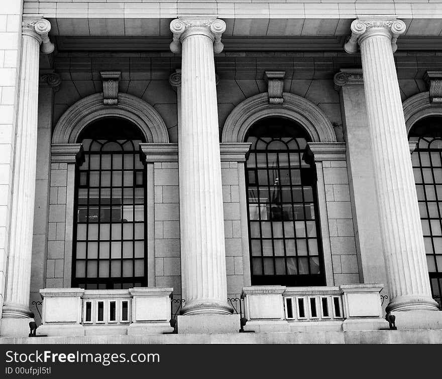 Windows of Shanghai Concert Hall, China.