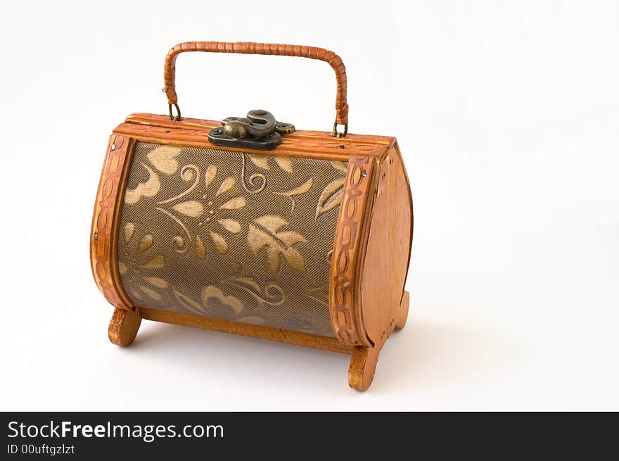 Isolated oriental wooden box on a white background. Isolated oriental wooden box on a white background