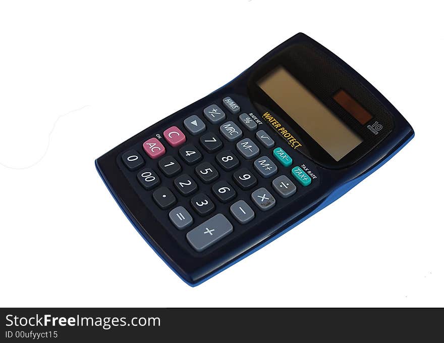 Black solar calculator isolated on a white background