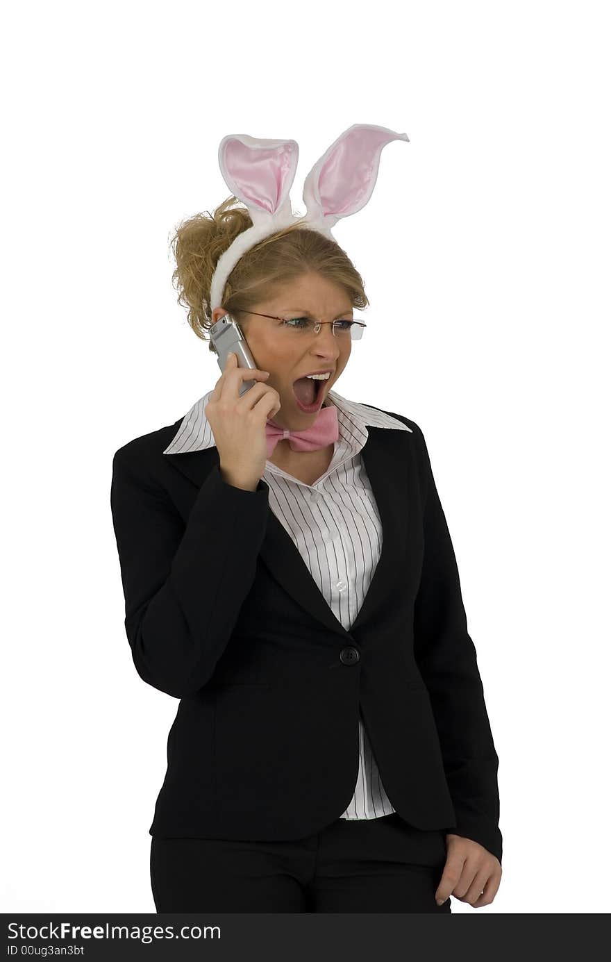 Business woman with ears. As Easter Bunny. Business woman with ears. As Easter Bunny.