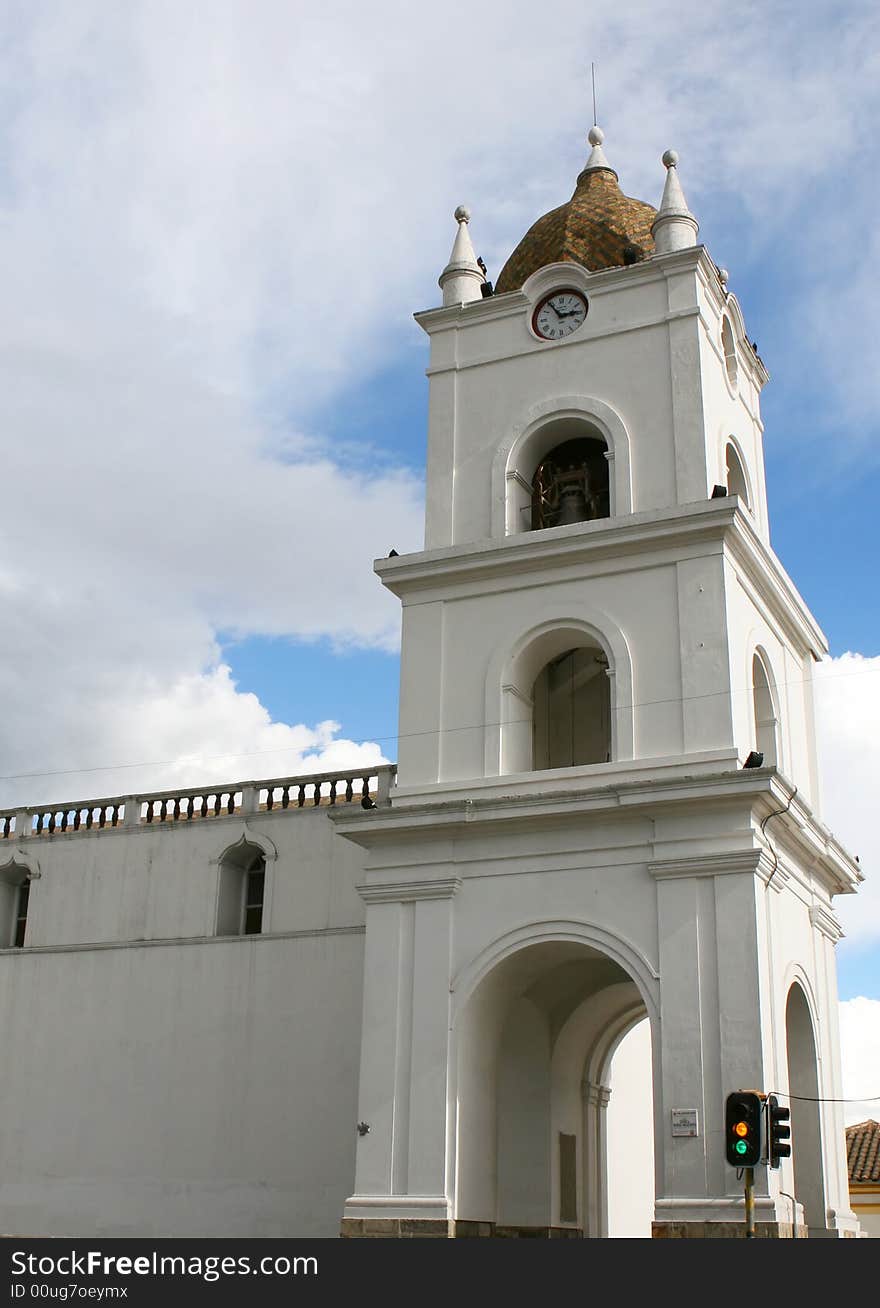 Spanish style bell tower in latin america