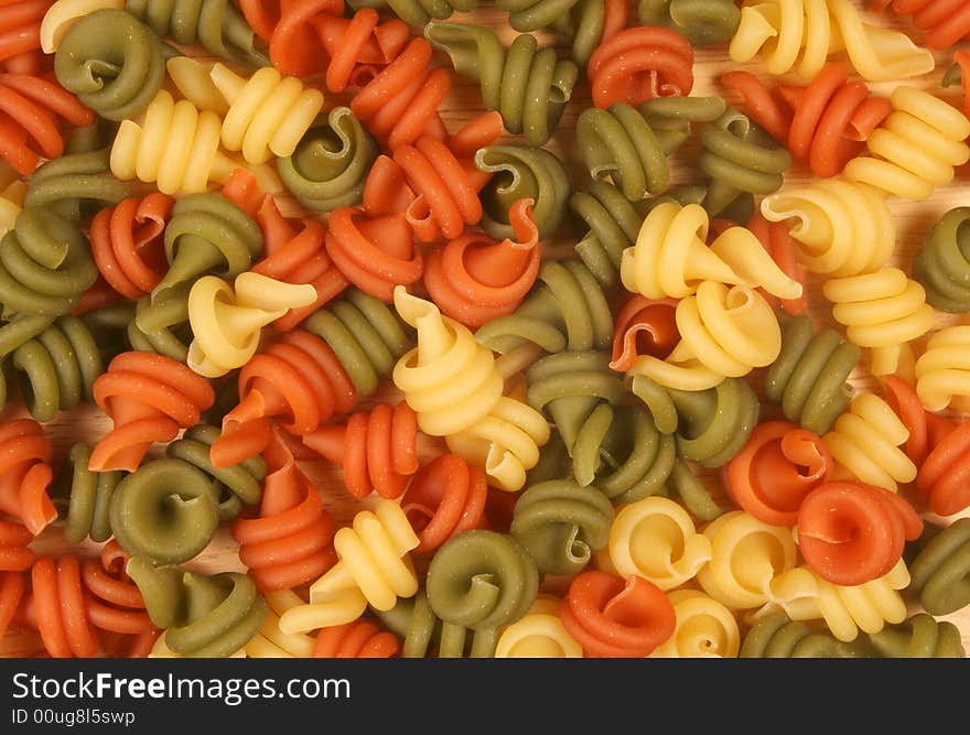 Mixed tricolor Trottole pasta spirals