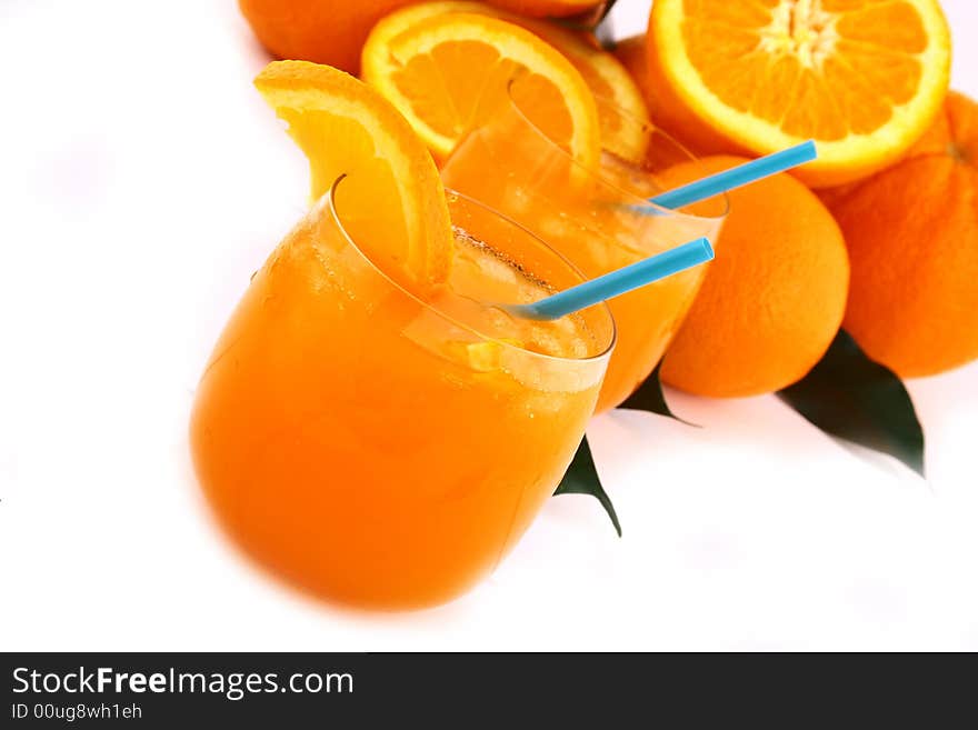 Orange and orange juice in a glass