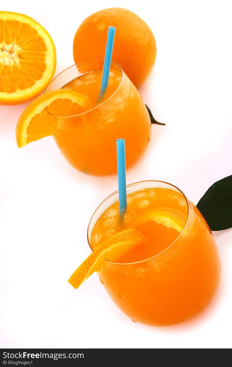 Orange and orange juice in a glass