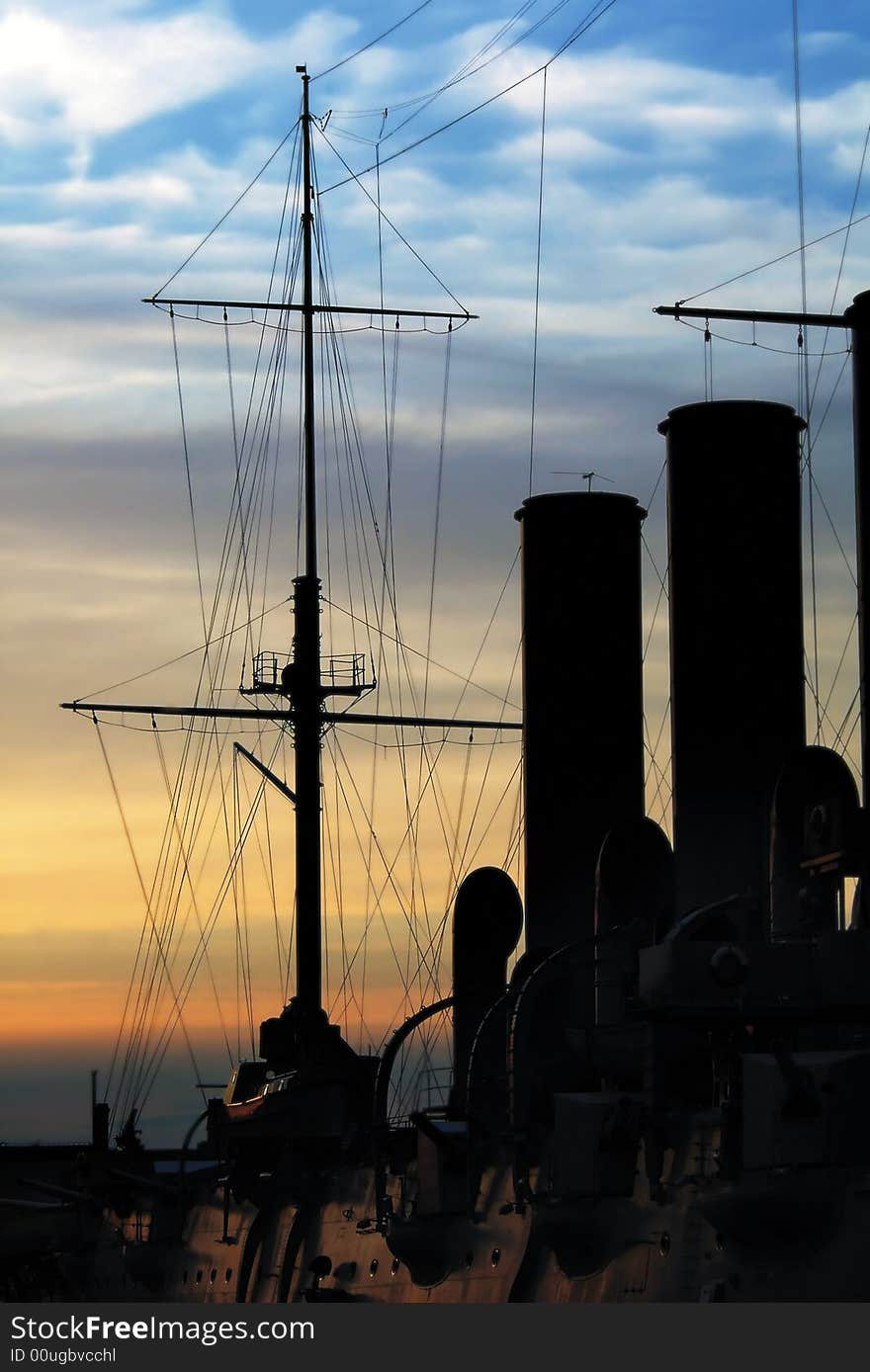 Silhouette of Russian cruiser Aurora