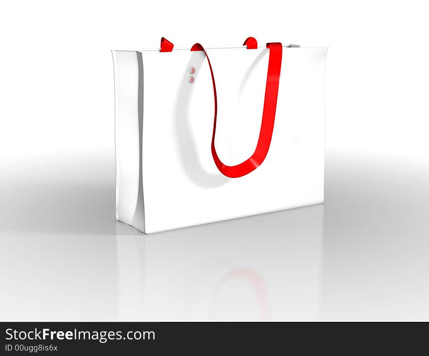 White bag on white background