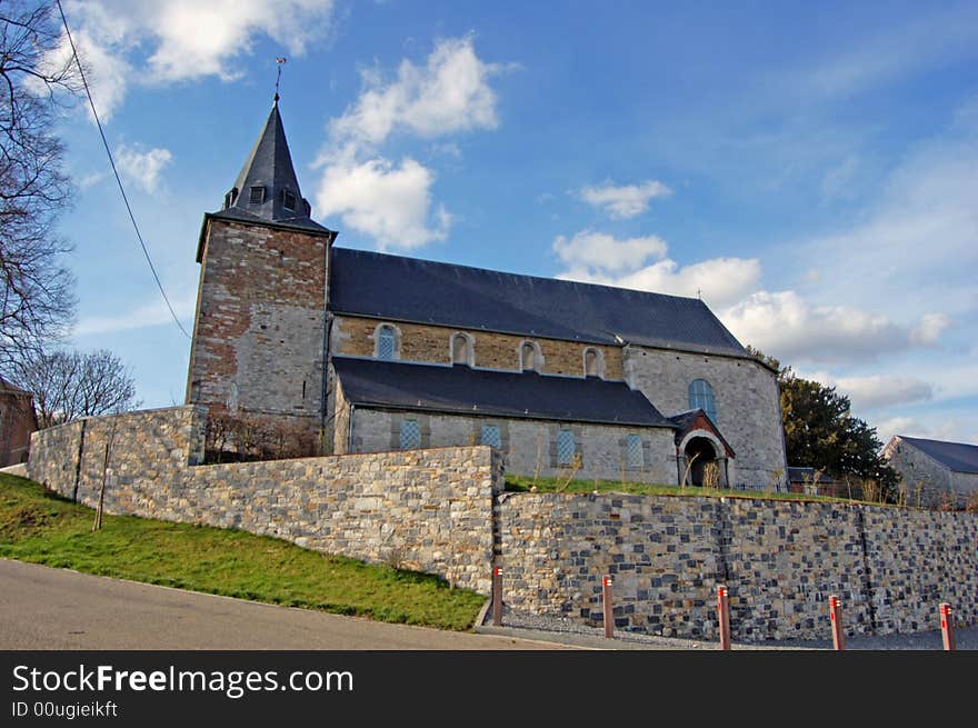 View on an old church in a Belgian village. View on an old church in a Belgian village