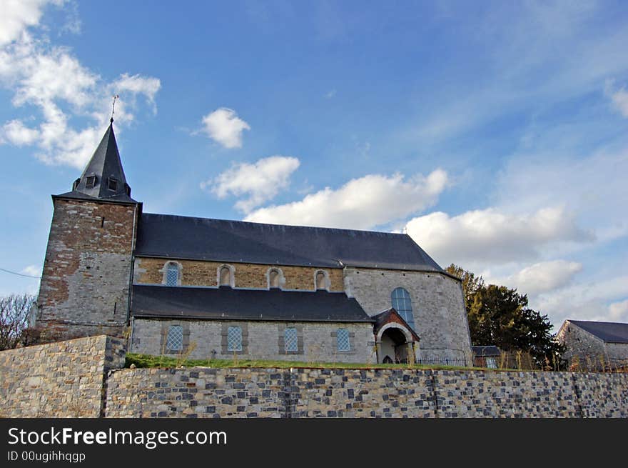 View on an old church in a Belgian village. View on an old church in a Belgian village