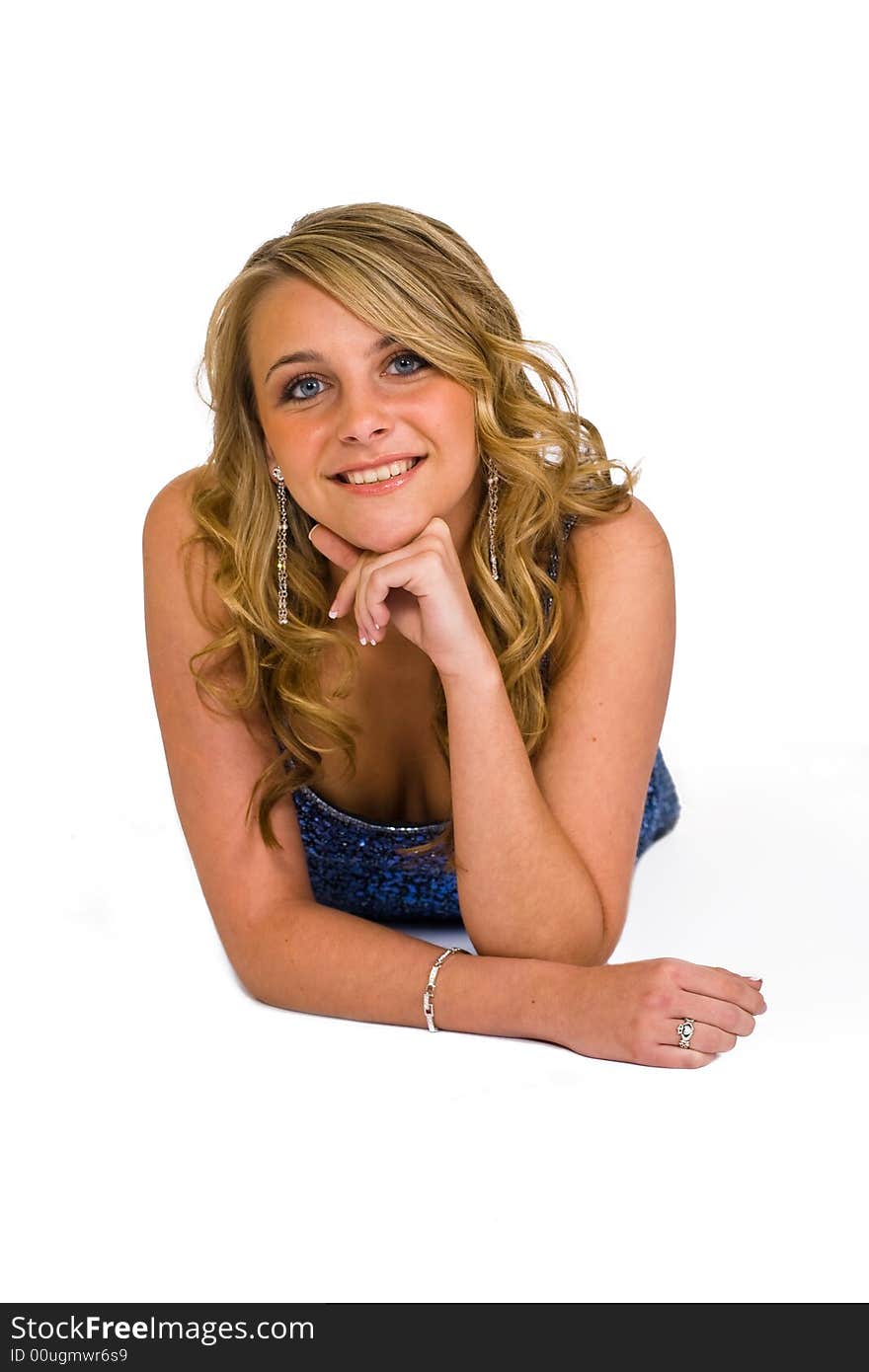 Sexy blonde on floor isolated over white. Sexy blonde on floor isolated over white