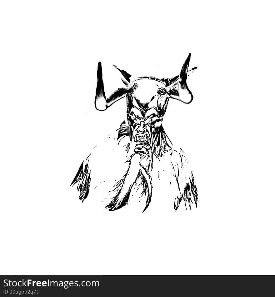 The drawing of a monster as a tattoo