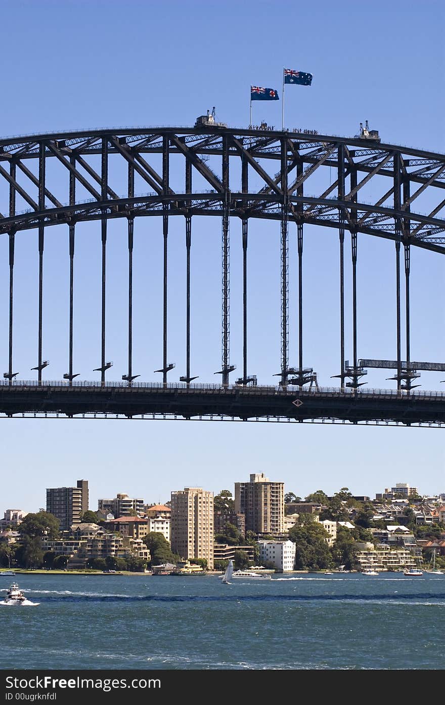 Sydney harbor bridge with view of buildings below