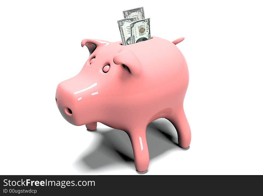 Pink pig coin box