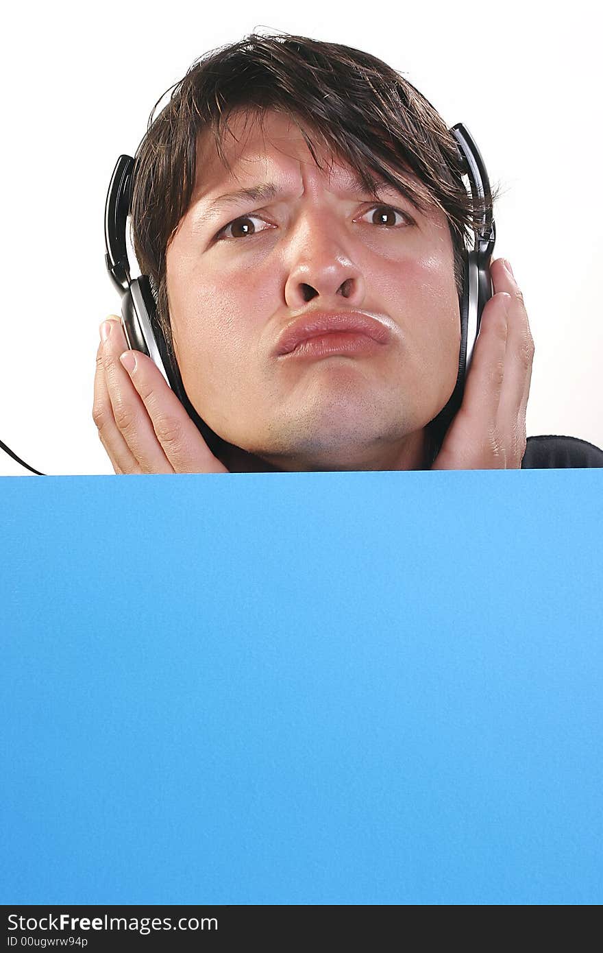 Man with headphones listening a music