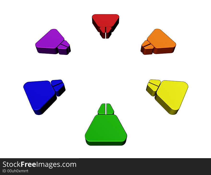 3D rendering of abstract colorful elements, representing diversity or multicultural ideas. 3D rendering of abstract colorful elements, representing diversity or multicultural ideas.