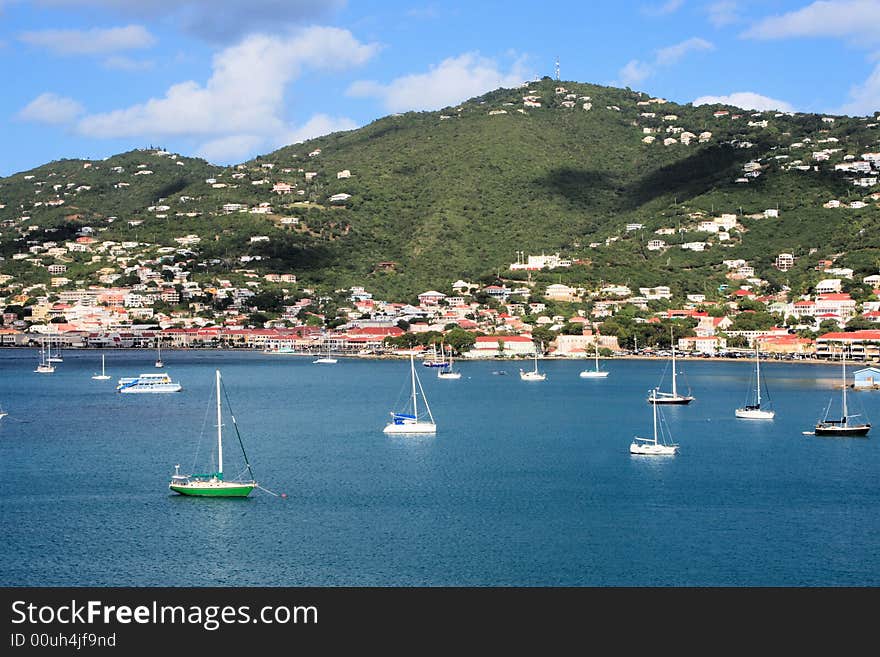 View of the harbor on the Island of St.Thomas. US Virgin Islands. View of the harbor on the Island of St.Thomas. US Virgin Islands