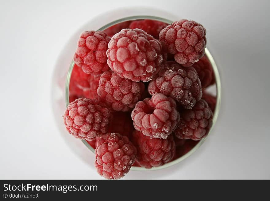 Raspberries with a hoarfrost