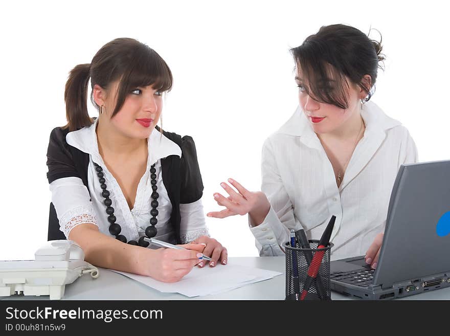 Business women  working on isolated background