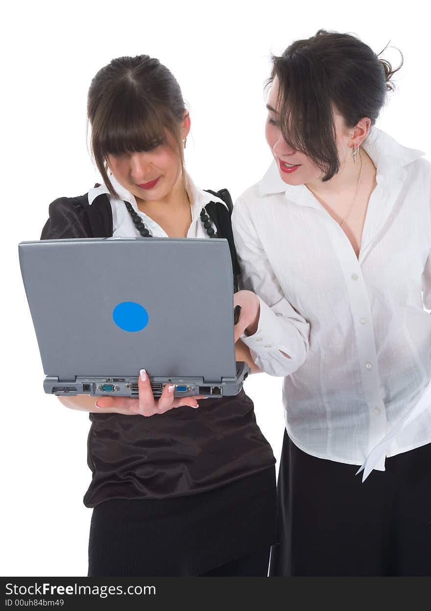 Business women  working on isolated background