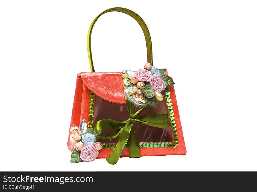 Stylish ladies handbag against the white background. Stylish ladies handbag against the white background