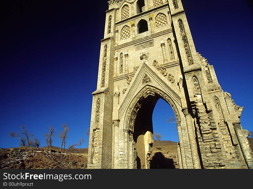 Ruin of a christian church in zuoyun, shanxi Province, China. located in a small village where the great wall runs by.