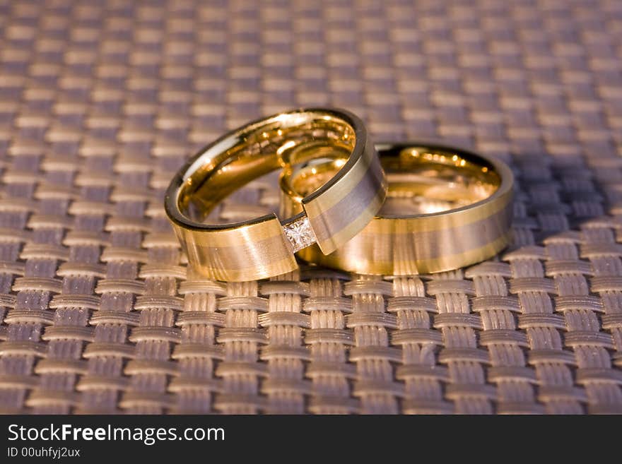 Golden rings for wedding in warm light