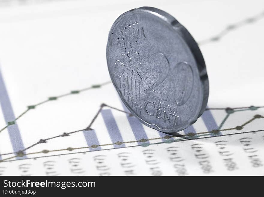 Euro twenty cent coin close-up