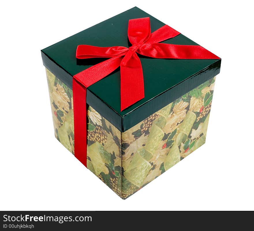 An image of isolated box with red ribbon