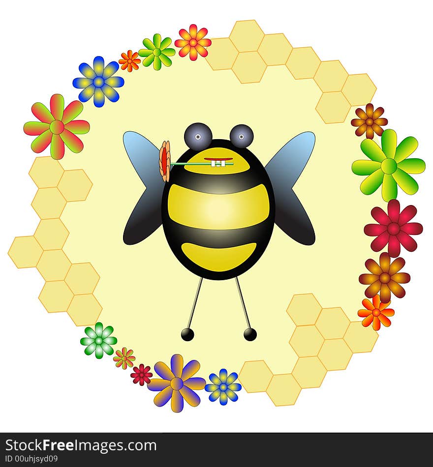 Funny illustration of bee for children and adult