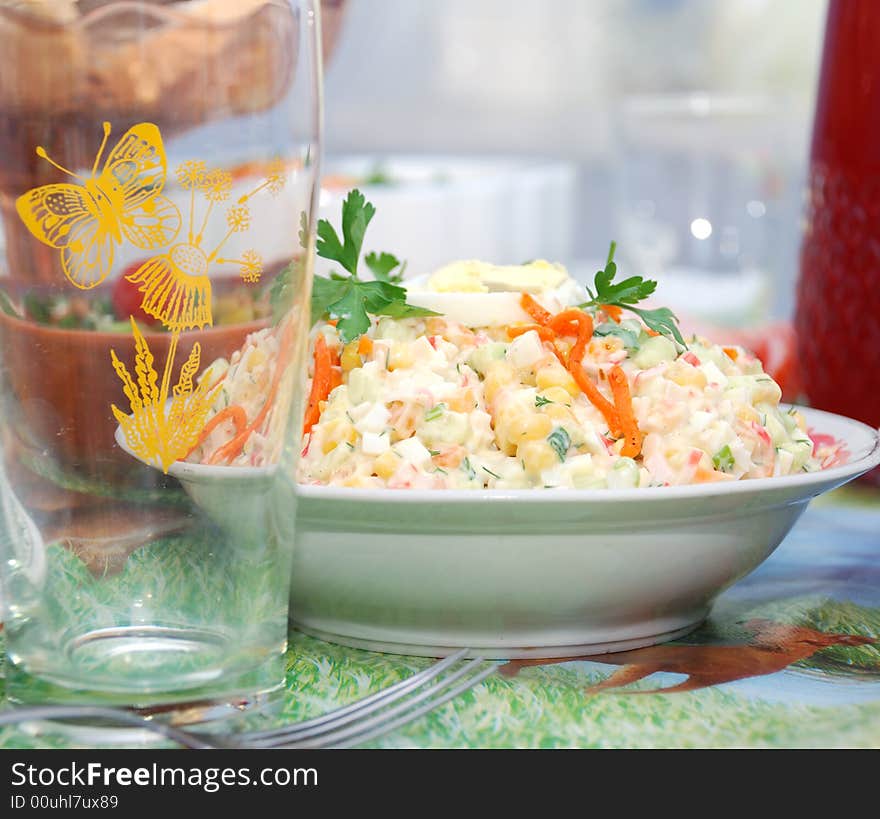 Fresh vegetable salad in plate