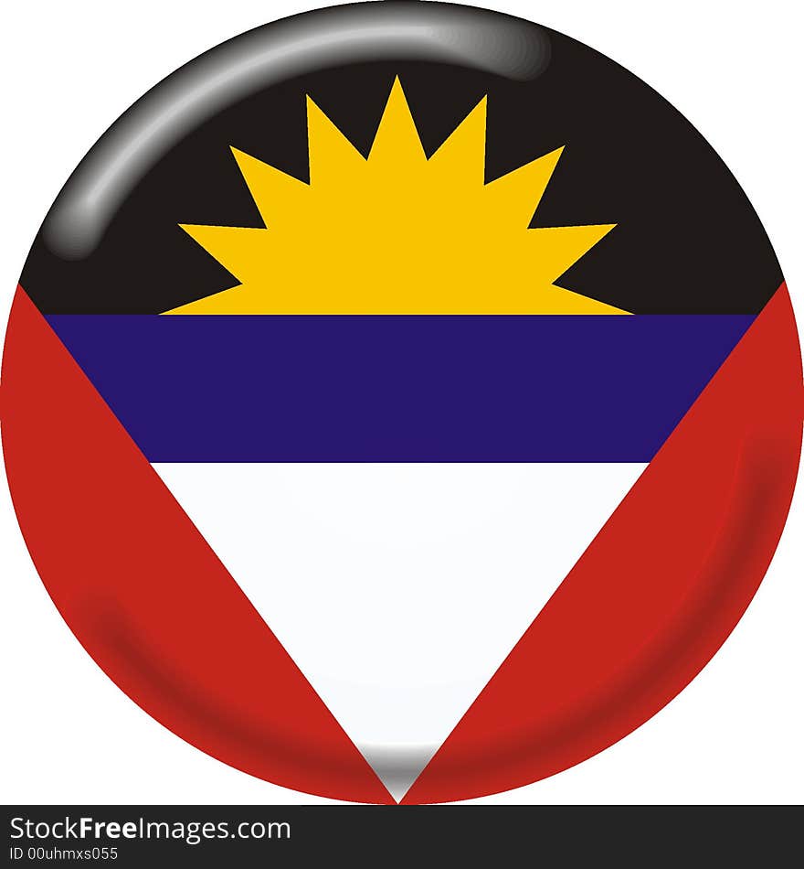 Art illustration: round medal with flag of antigua and barbuda