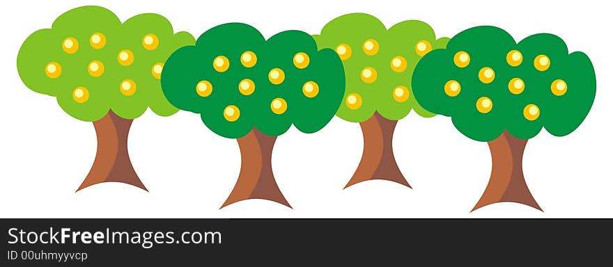 Art illustration of stylized trees with fruits. Art illustration of stylized trees with fruits