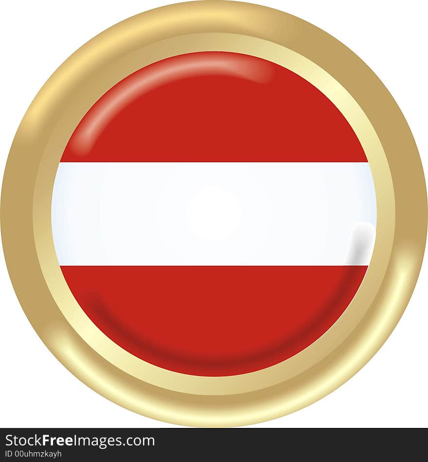 Art illustration: round medal with the flag of austria