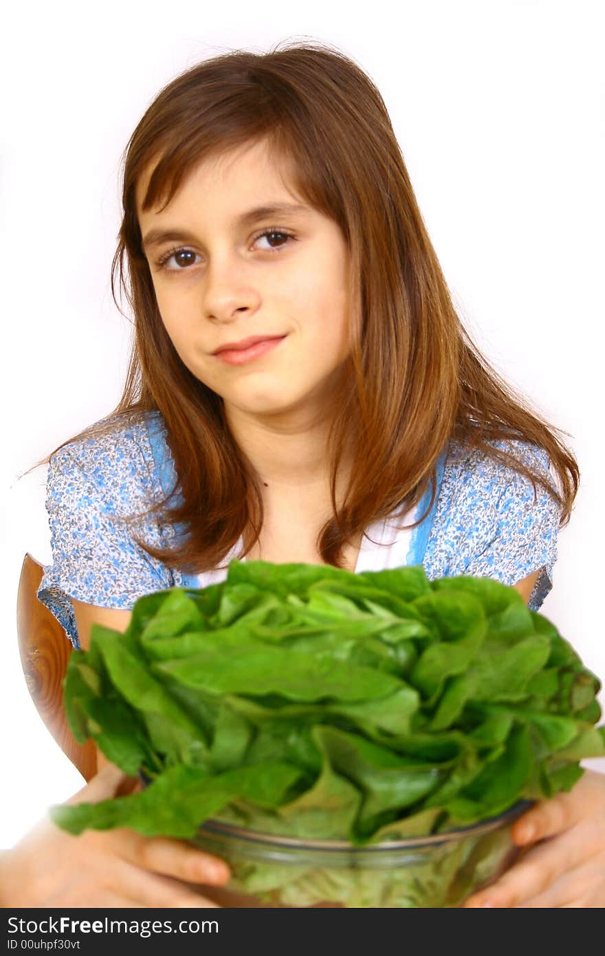 Girl eating a salad