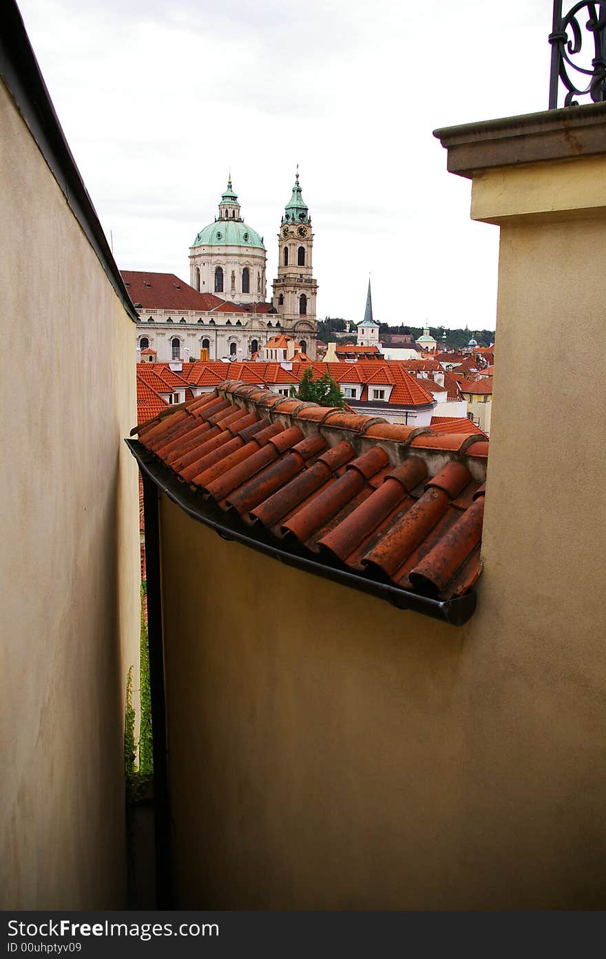 A view of an  old town from the roof