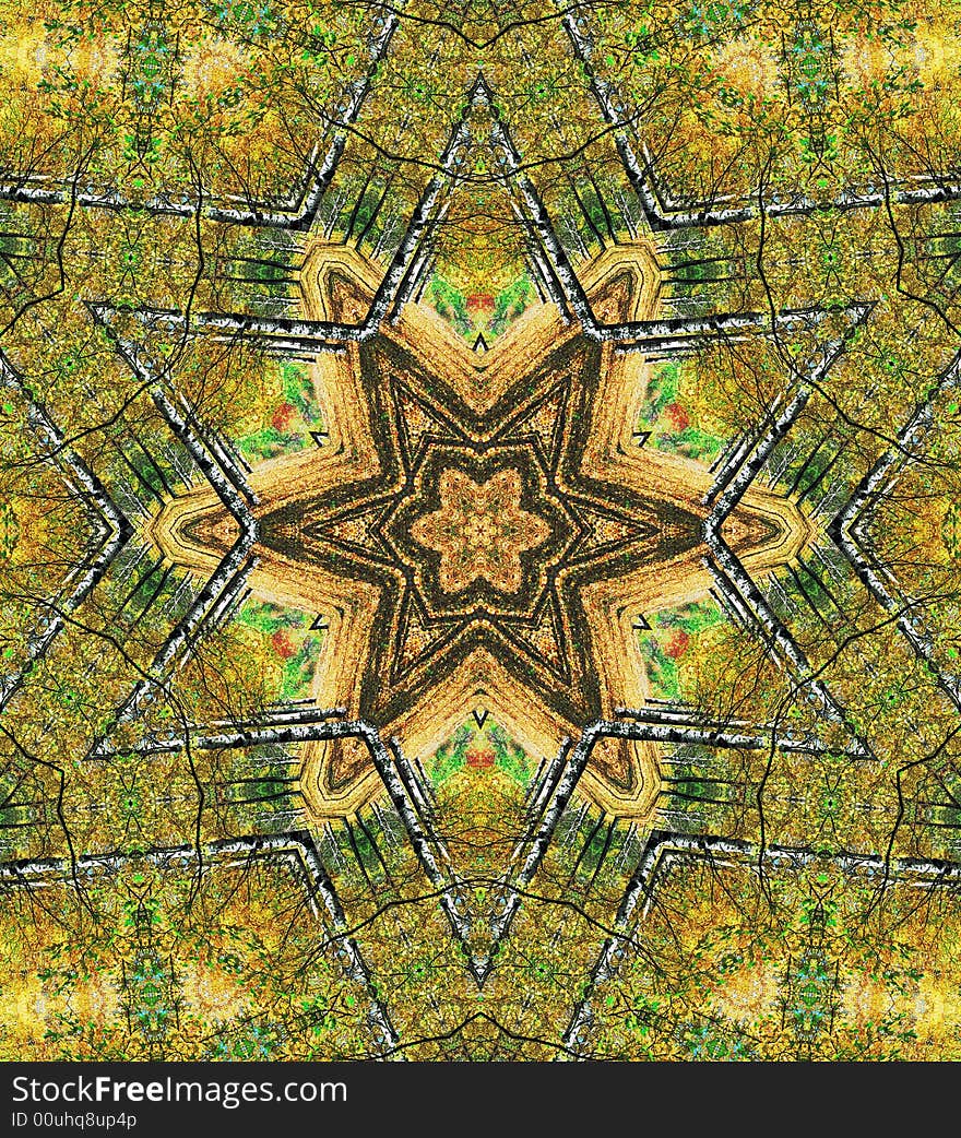 Abstract six-final star with patterns.