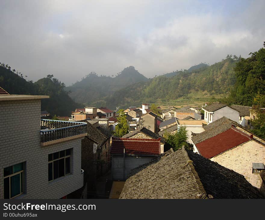 The morning of the  village near to huihang old track