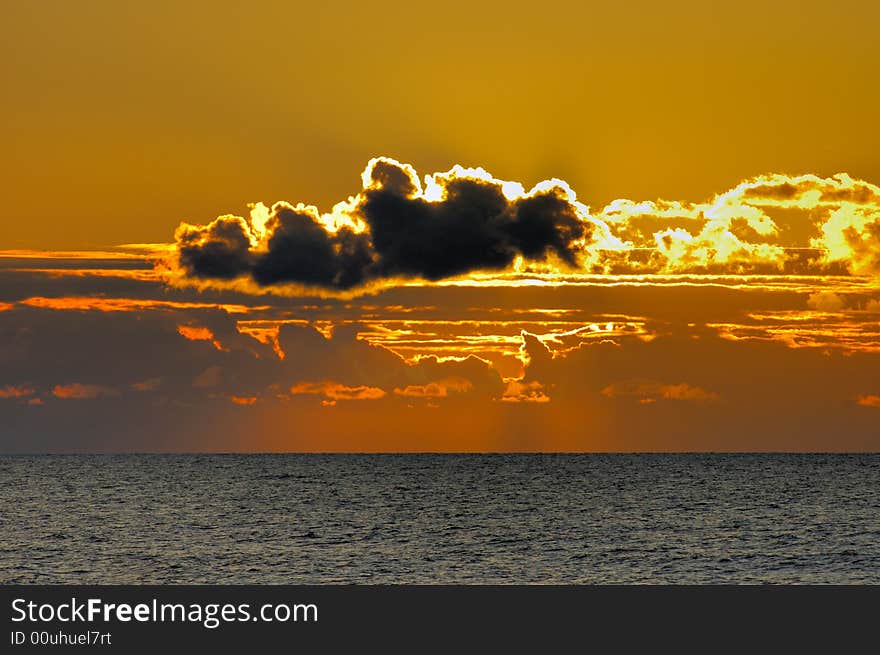 Sunset in the cold Baltic sea