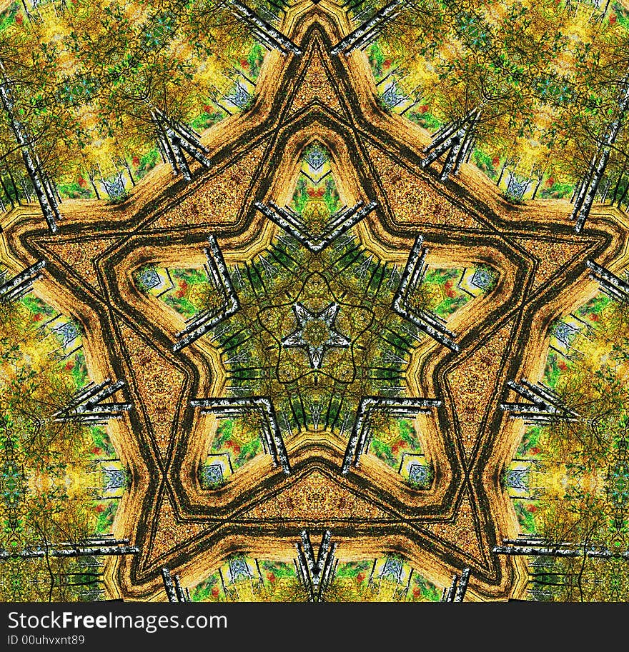 Abstract Five-pointed Star With Patterns.