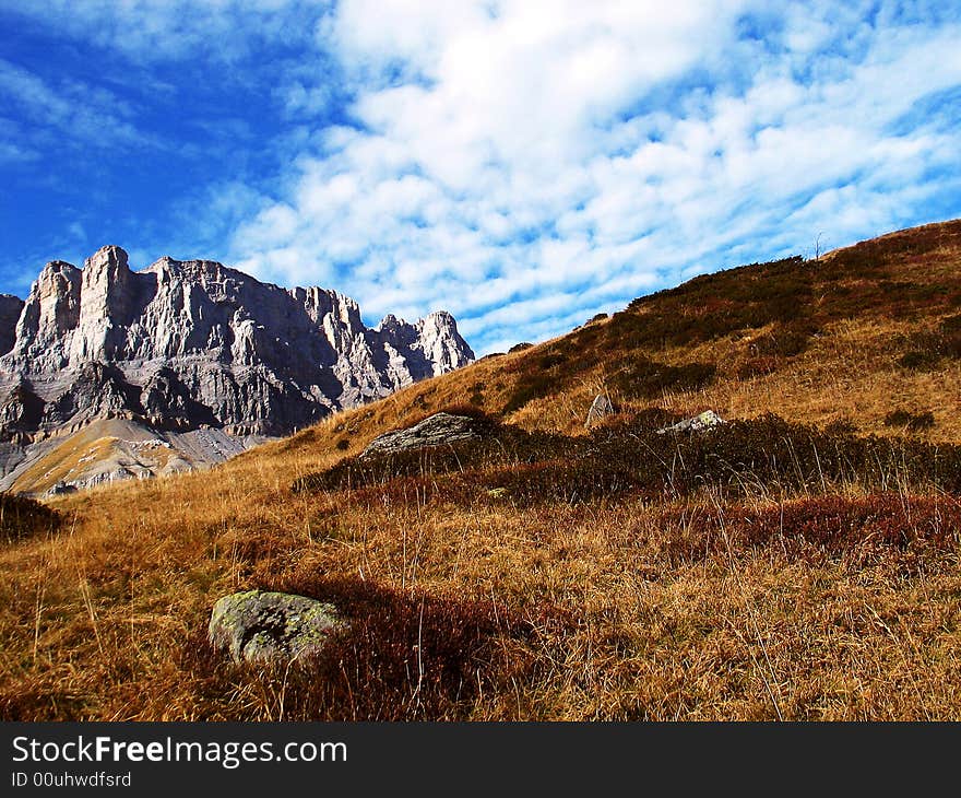 Fall in the rocky mountains with cloudy sky. Fall in the rocky mountains with cloudy sky