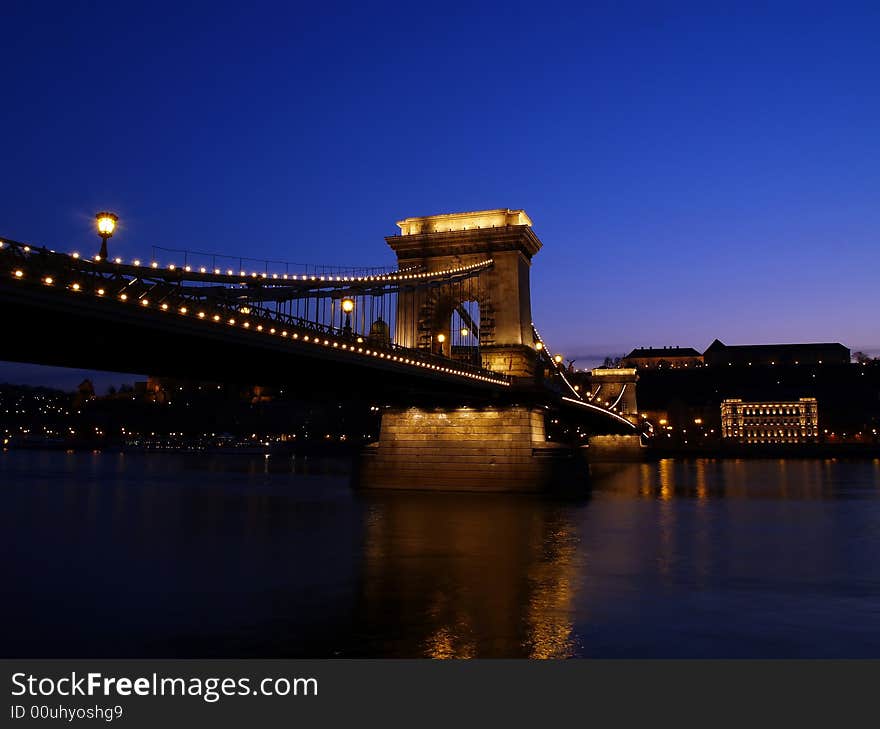 Budapest Chain Bridge at dawn.