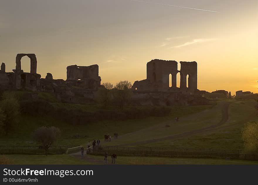 Landscape during twilight taken in Villa dei Quintili, Roma. Landscape during twilight taken in Villa dei Quintili, Roma