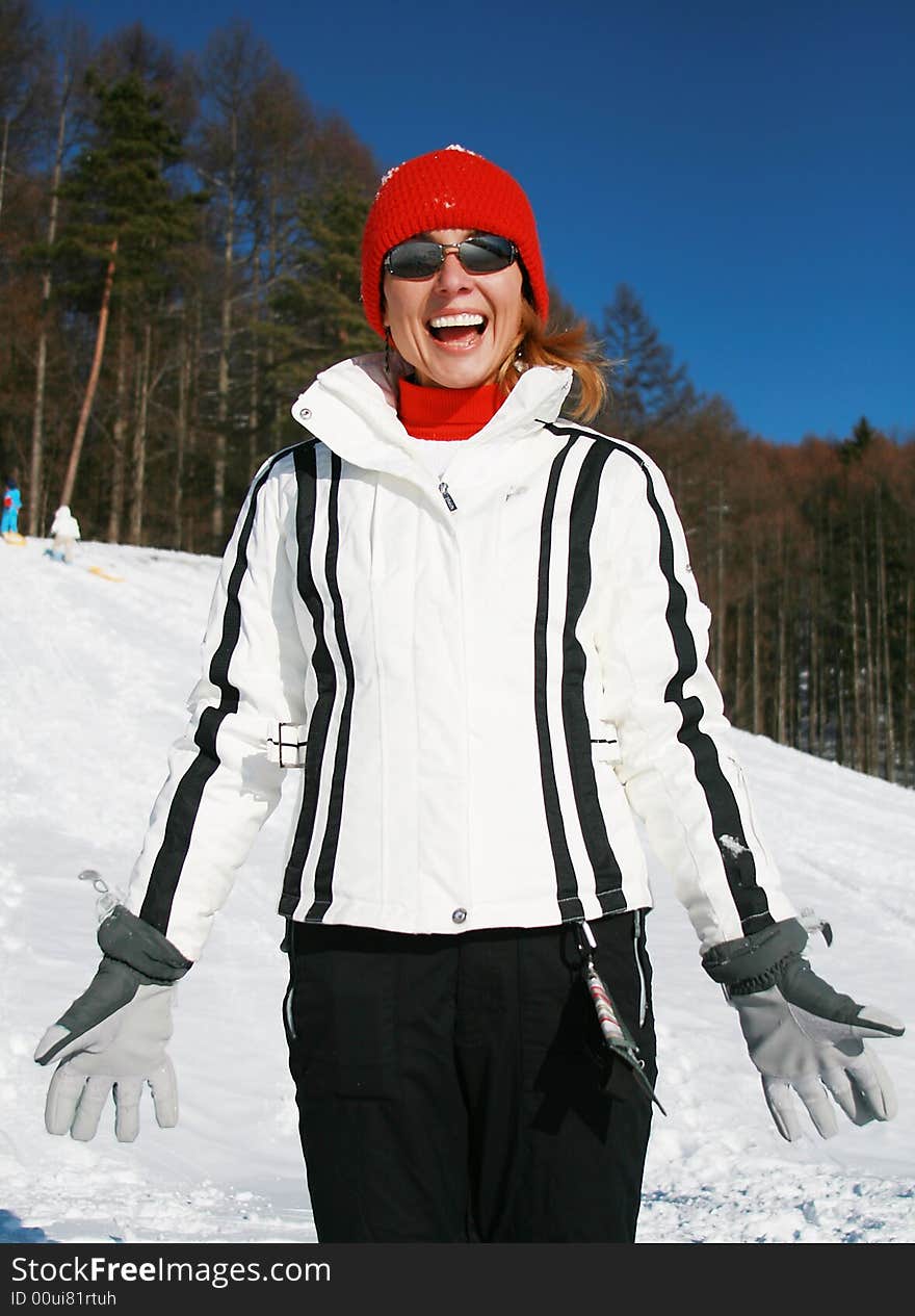 Happy woman in winter