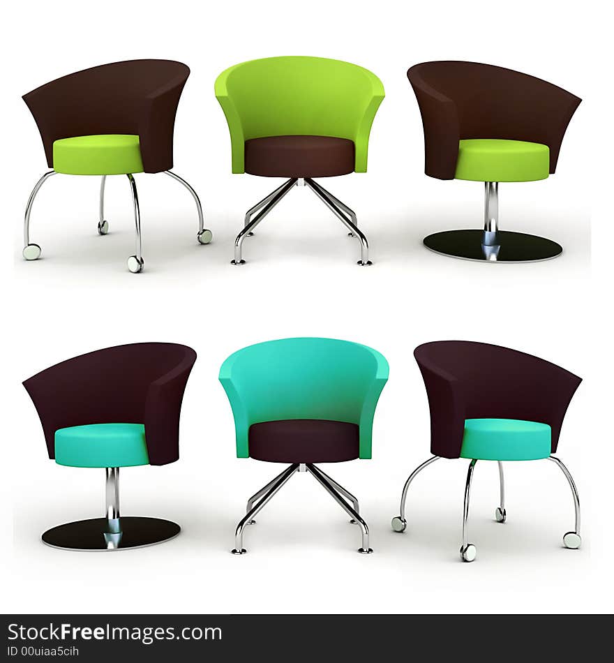 Colored set of stylih chairs. Colored set of stylih chairs